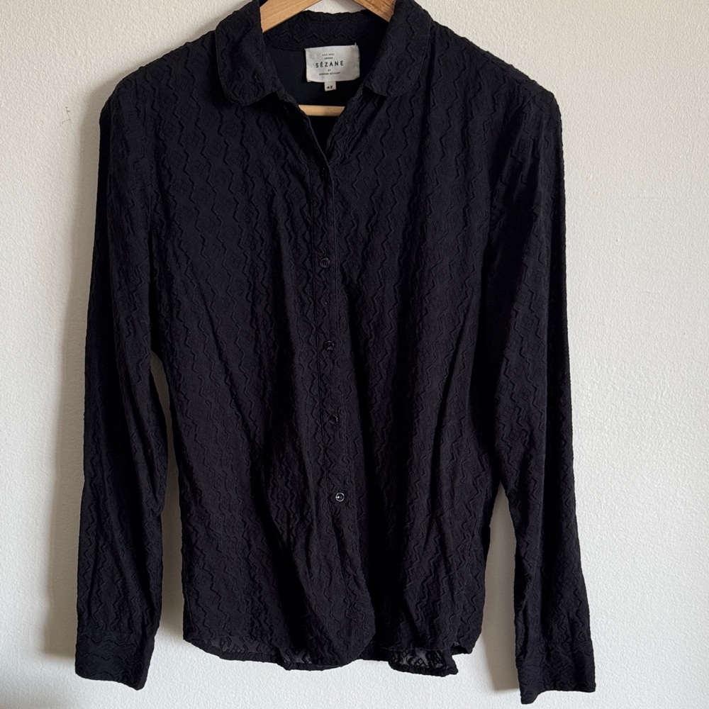 Sezane Black Textured Shirt size 42